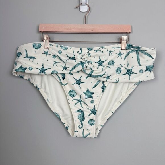 AGUA BENDITA X TARGET | Sea Life Print Cream & Blue Swim Bottoms Women’s Size 2X - Picture 3 of 9